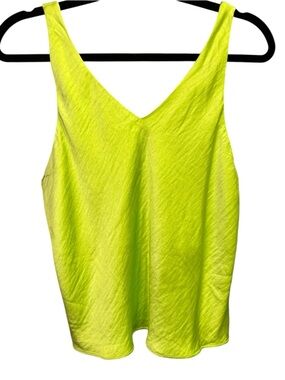 NWT! WILDFANG The Empower Satin Cami Neon Green/Yellow V-Neck Tank Top - Small